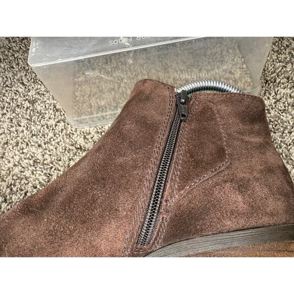 Josef Seibel Steampunk Size 36 US 5.5 Suede Fur Lined Brown Heel Zipper Booties - Picture 3 of 8